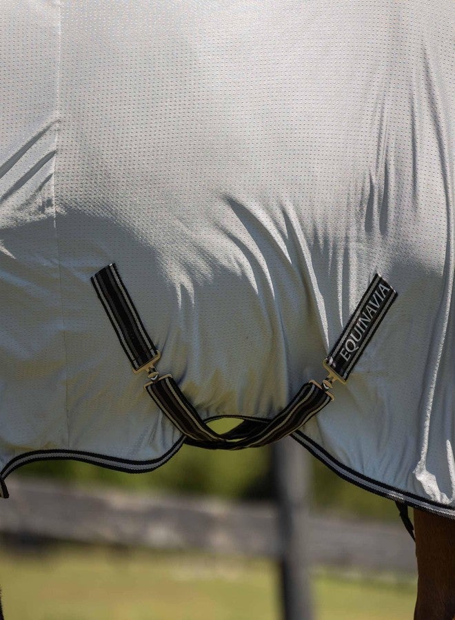 Equinavia Aktiv Athletic Detachable Neck Fly Sheet | Ultralight Poly Fabric | Extended Protection - Silver Gray - 69 in - Image 4